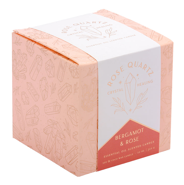 Rose Quartz Crystal Healing Scented Glass Candle
